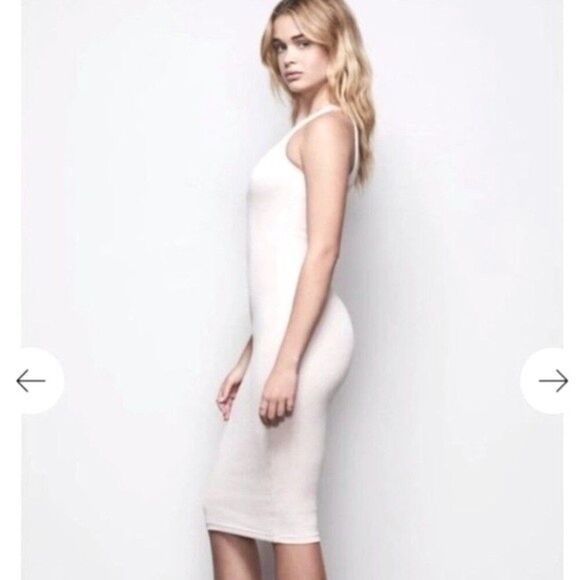 Good American Womens M Micro Ribbed Midi Dress White Contemporary Minimalist New - Picture 11 of 12